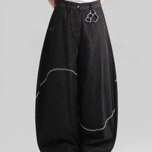 Autumn And Winter Fashion Brand Pu Shuai Fried Street Straight-leg Trousers
