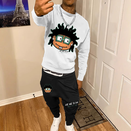 Men's Casual Fashion Round Neck Sweater Sport Pants Suit